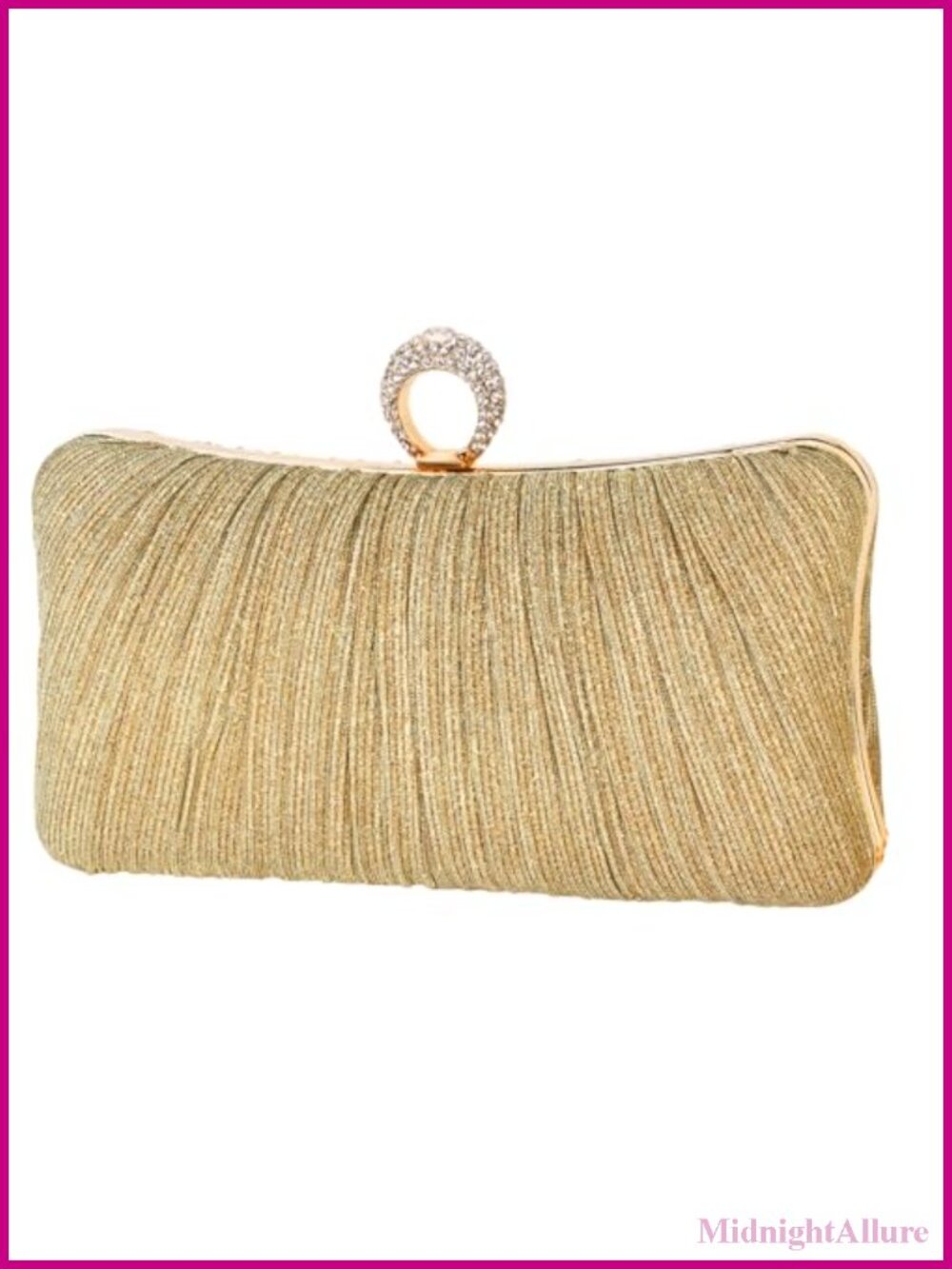 Glitter Pleated Clutch Purse Rhinestone Evening Bag Bridal Wedding Party